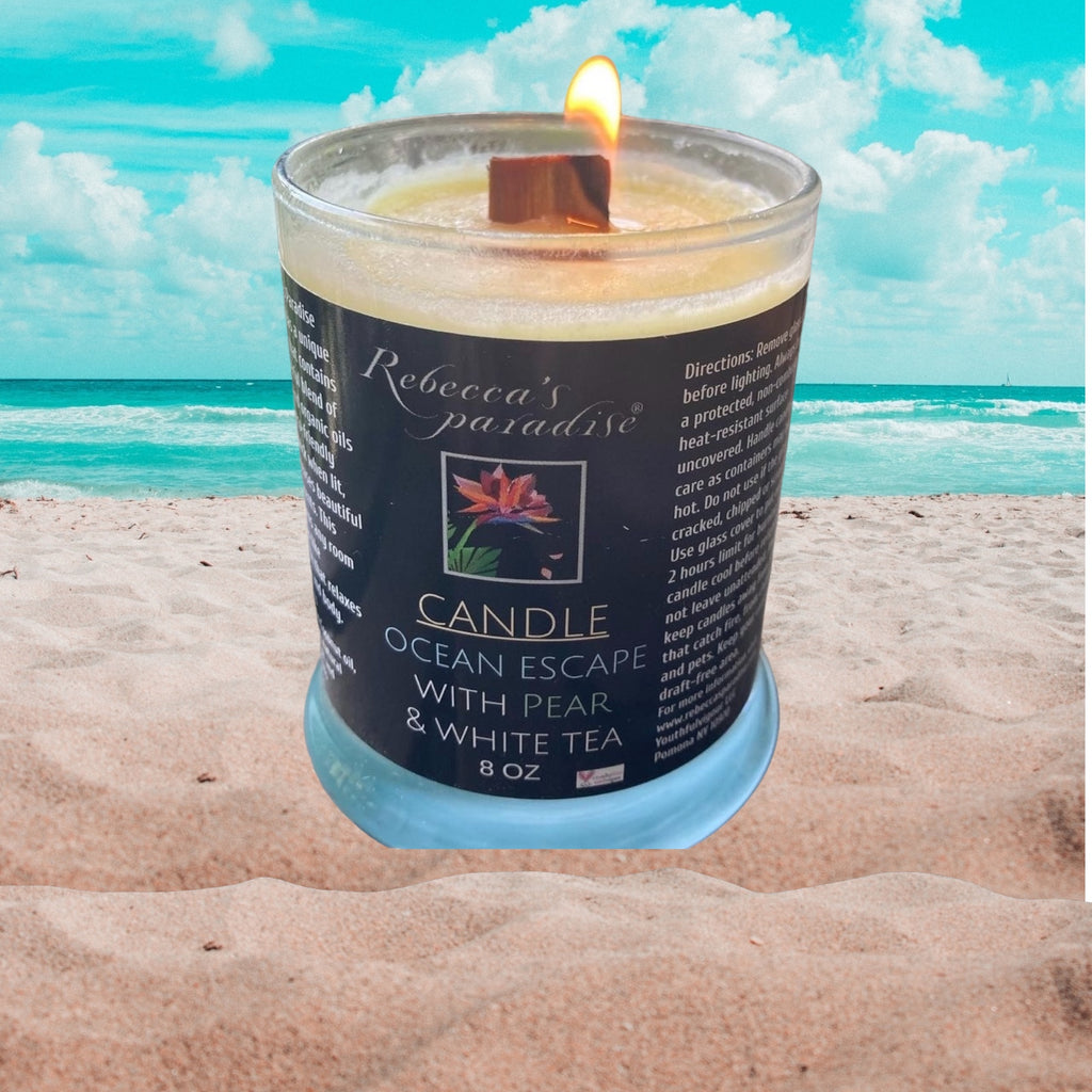 Ocean Escape wth White Tea and Pear Candle - Rebecca's Paradise