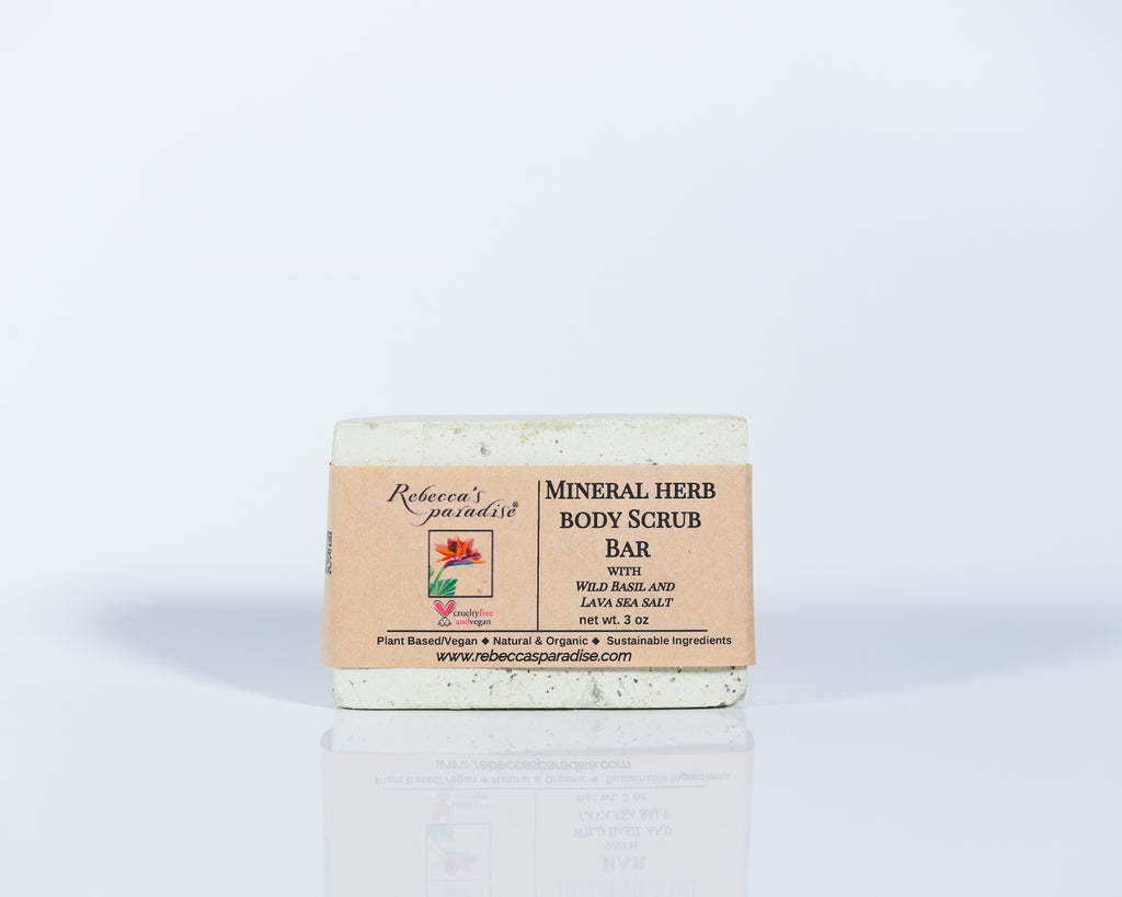 Mineral herb body Scrub  Bar with Wild Basil and  Lava sea salt - Rebecca's Paradise