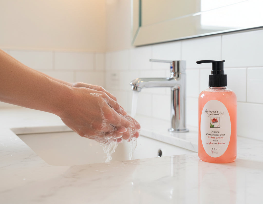 Bottle of soap with a pump on a white background