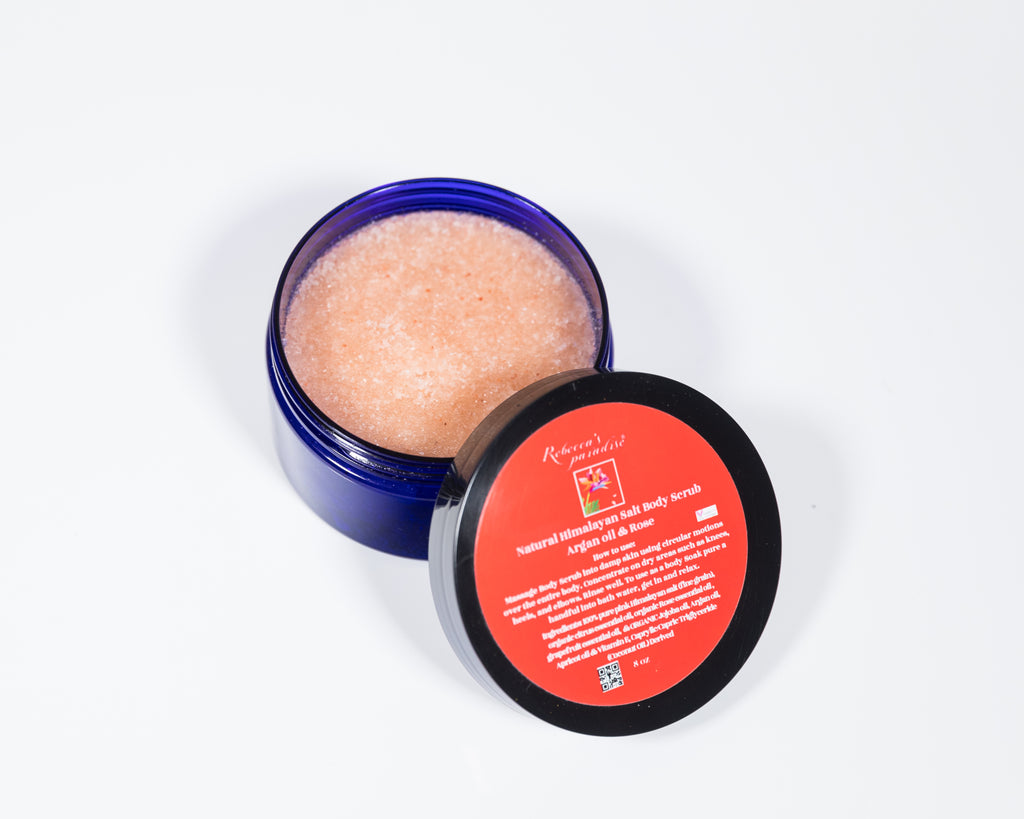 Natural Himalayan Salt Body Scrub  with  Argan oil and Rose - Rebecca's Paradise